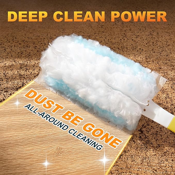 JOYMOOP Disposable Duster for Cleaning, with 2 Handles & 24 Ct Blue Heavy Duty Refills for Swiffer Feather Duster, Household Cleaning Tool for Electronics, Dusting Furniture, Blinds, Pet Hair