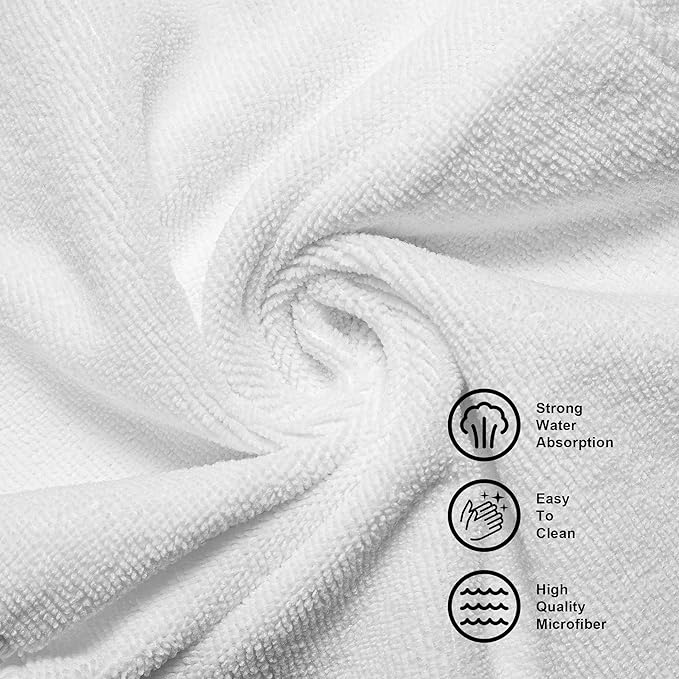 CARTMAN 14 x 14 Inch, 90 Pack, 280GSM Microfiber Cleaning Cloths, Non-Abrasive, Reusable and Washable, All Purpose Cleaning Towels for Household, Car Washing, Drying & Auto Detailing, White