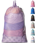 Large Mesh Laundry Bags - Heavy Duty with Handles & Drawstring - Machine Washable Net Laundry Sacks for College Dorm, Camp, Travel, Bedding & Clothes Storage (Purple)