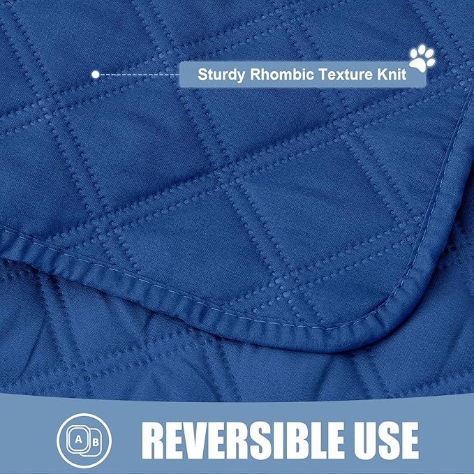 Smiry Waterproof Dog Bed Cover Pet Blanket, Soft Washable Dog Blanket for Furniture Bed Couch Sofa Reversible, Checkered (30"x53", Navy/Navy)