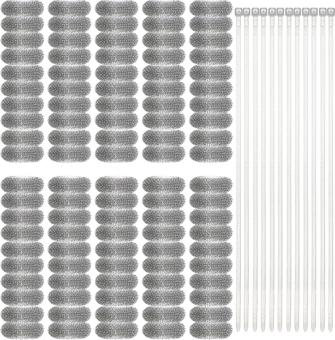 Hotop 100 Pieces Lint Traps for Washing Machine Hose with 100 Cable Ties, Stainless Steel Lint Catcher Washing Machine Filter Laundry Mesh Washer Hose Filter Rust Proof Traps Snare for Discharging