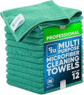 MW PRO Microfiber Cleaning Cloths (12 Pack, 12"x12", Green) - Commercial Grade Housekeeping Towels & Janitorial Rags - Lint Free & Streak Free for Windows, Glass & Auto Detailing - Washable 300+ Times