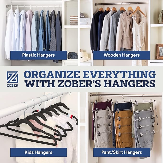 ZOBER Turquoise Velvet Hangers 50 Pack - Clothes Hangers, Coat Hanger for Pants & Dress Clothes - Non Slip w/ 360 Degree Swivel, Holds up to 10 lbs - Strong Felt Hanger for Clothing
