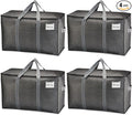 VENO 4 Pack Moving Bags and Large Christmas Storage Bins with lids. Alternative to Moving Boxes, Packing Supplies for College. Extra Large Heavy Duty Totes for Packaging (Dark Gray, 4 Pack)