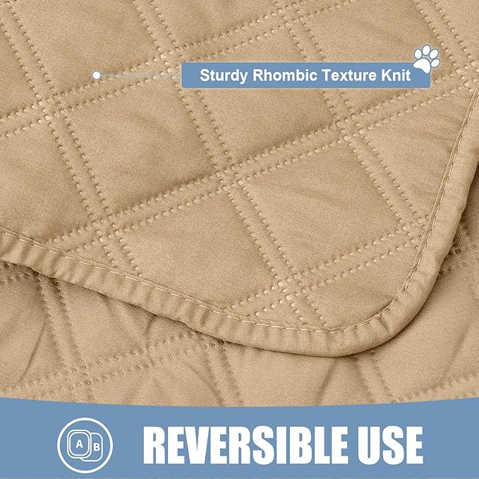 Smiry Waterproof Dog Bed Cover Pet Blanket, Soft Washable Dog Blanket for Furniture Bed Couch Sofa Reversible, Checkered (40"x90", Camel/Camel)