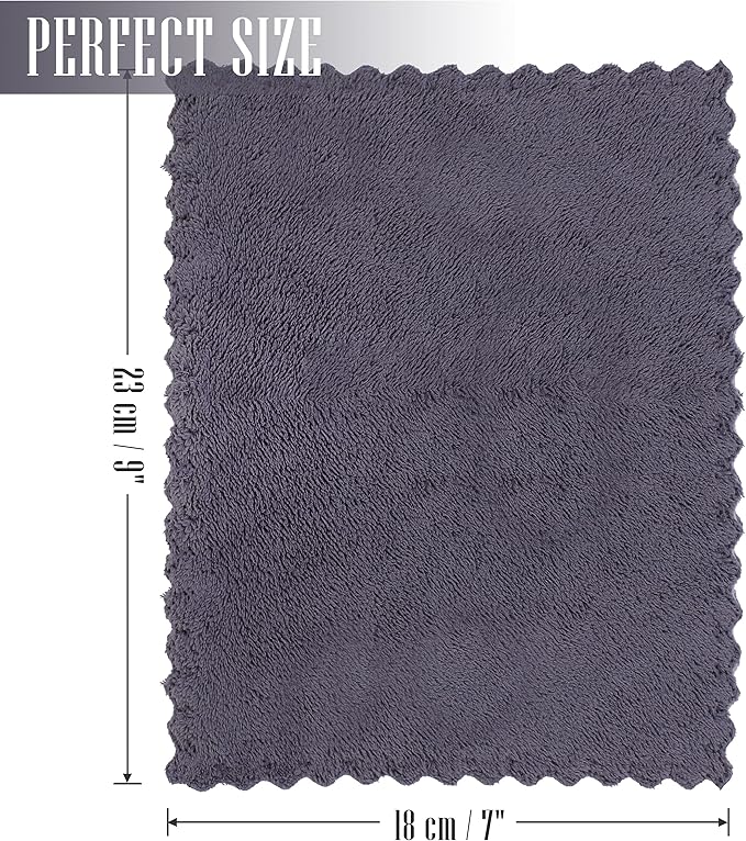 Sunny zzzZZ 24 Pack Kitchen Dishcloths - Does Not Shed Fluff - Reusable Dish Towels, Dish Cloths, Super Absorbent Coral Fleece Cleaning Cloths, Nonstick Oil Washable Fast Drying, 7 x 9 Inch (Grey)