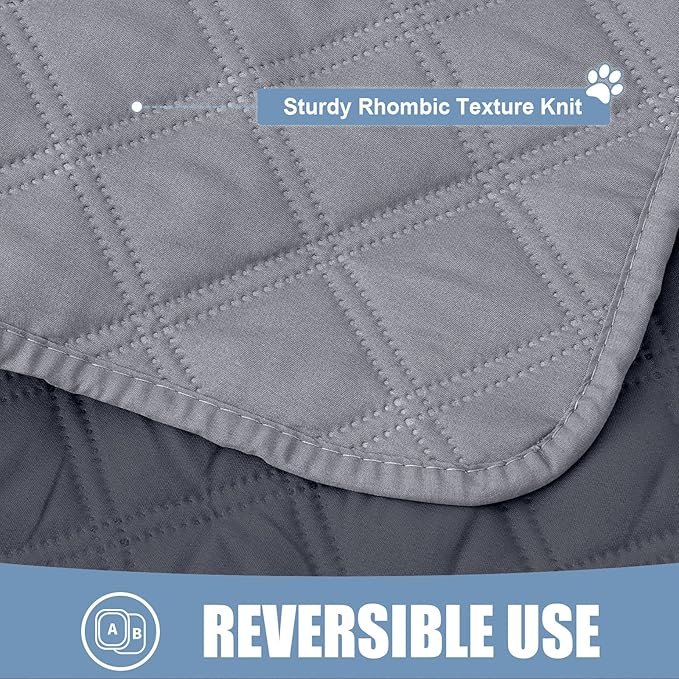 Smiry Waterproof Dog Bed Cover Pet Blanket, Soft Washable Dog Blanket for Furniture Bed Couch Sofa Reversible, Checkered (30"x90", Grey/Dark Grey)