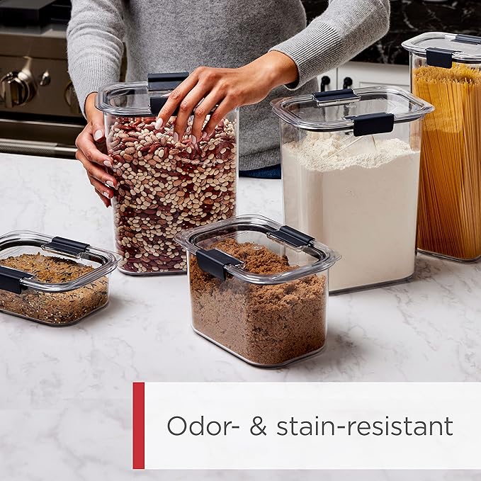 Rubbermaid Brilliance Airtight Cereal Food Storage Container, Shatterproof, BPA-Free and Dishwasher-Safe, 32oz Capacity