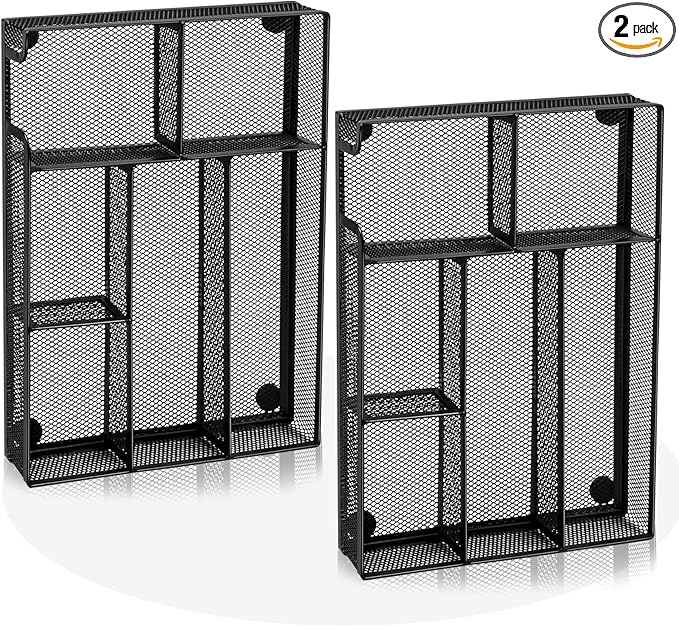 Desk Drawer Organizer, Office Drawer Divider Organizer Tray with 6 Compartments, Metal Mesh Desktop Organization and Accessories for Stationery Makeup Kitchen Toolroom School ＆Office, 12.6x8.27x1.6 in