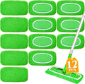 12-Pack Reusable Mop Pads Compatible with Sweeper Mop - 100% Coral Fleece Washable Refills - Microfiber Dry & Wet Sweeping Cloths for Multi-Surface/Hardwood Floor Cleaning