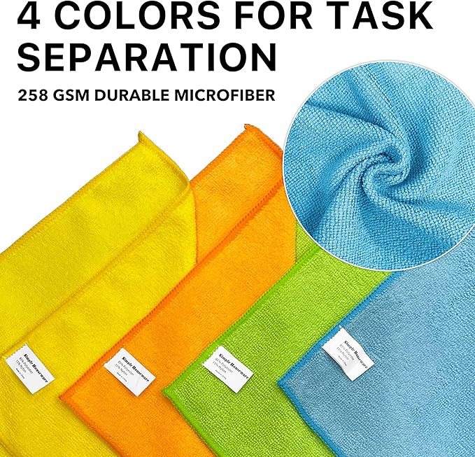 Simple Houseware Microfiber Cleaning Cloth 150 Pack, 12" x 16", 4 Colors