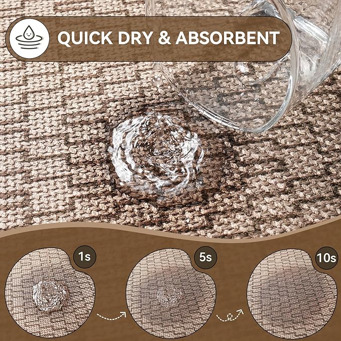 YDKGL Bathroom Rugs Mat 20x31, Non Slip Ultra Thin Bath Mat Quick Dry Absorbent Washable Half Round Bath Mats for Bathroom Floor Rubber Backed Fit Under Door Brown