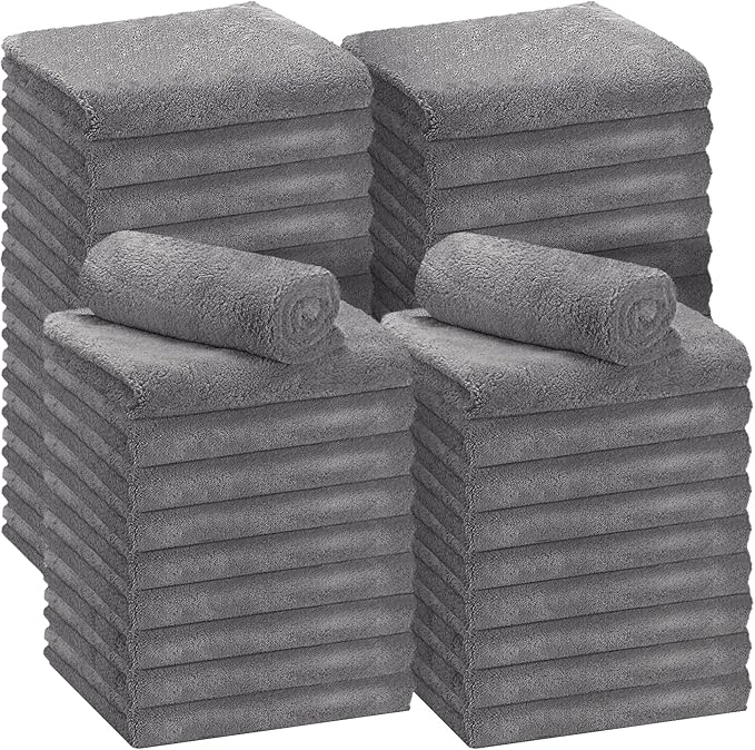 Shimeyao 30 Pcs 16 x 16 Inch Edgeless Microfiber Plush Towels for Cars Detailing Drying Wash Polishing Absorbent Cleaning Cloths, 500 GSM(Gray)