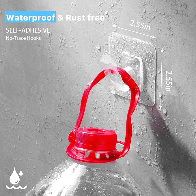DELITON 10 Pack Adhesive Towel Hooks, Coat Hooks Stick on Wall Hanging Robes Clothes Towels for Bathroom Kitchen, Clear