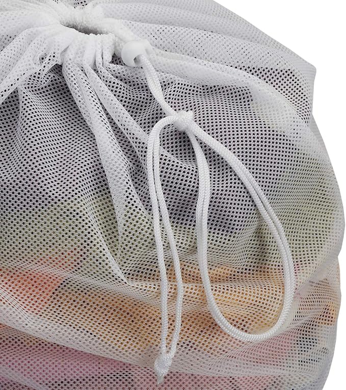 Nicunom 6 Pack Mesh Laundry Bag with Drawstring Closure, 24" x 36" Heavy Duty Extra Large Laundry Bags for Travel, Storage, College, Dorm and Apartment Dwellers, Machine Washable