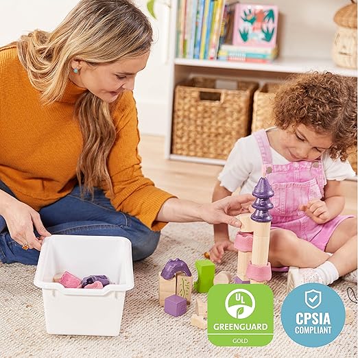 ECR4Kids Scoop Front Storage Bins, Multipurpose Organization, White, 10-Piece