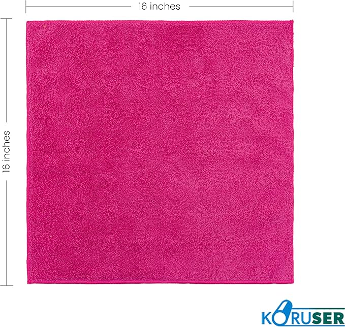 KORUSER Microfiber Cleaning Cloths - Reusable and Washable - Multi Purpose Indoor/Outdoor Cleaning/Dusting/Polishing on Kitchen/Bathroom/Auto Surfaces (12 Pack/High Grammage)