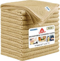 HOMERHYME Microfiber Cleaning Cloth, 12 Pack Biege Cleaning Rags,12" X 11" Lint Free Dish Towels Wash Cloths, Reusable Microfiber Towels for Home and Kitchen Bathroom Apartment Cleaning Supplies