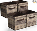 Sorbus Foldable Storage Cube Basket Bin, Rustic Wood Grain Print, 4-Pack (Rustic Bin - Brown)