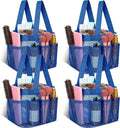 Hillban 4 Pcs Mesh Shower Caddy Portable Large Quick Dry Shower Caddy Basket with Deeper 8 Pockets and 2 Handles Hanging Bag for College Dorm Room(Navy Blue)