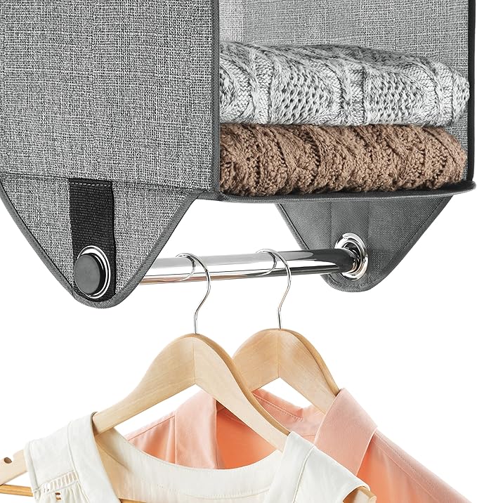 Whitmor 2-Section Closet Organizer - Crosshatch Gray (Pack of 4)