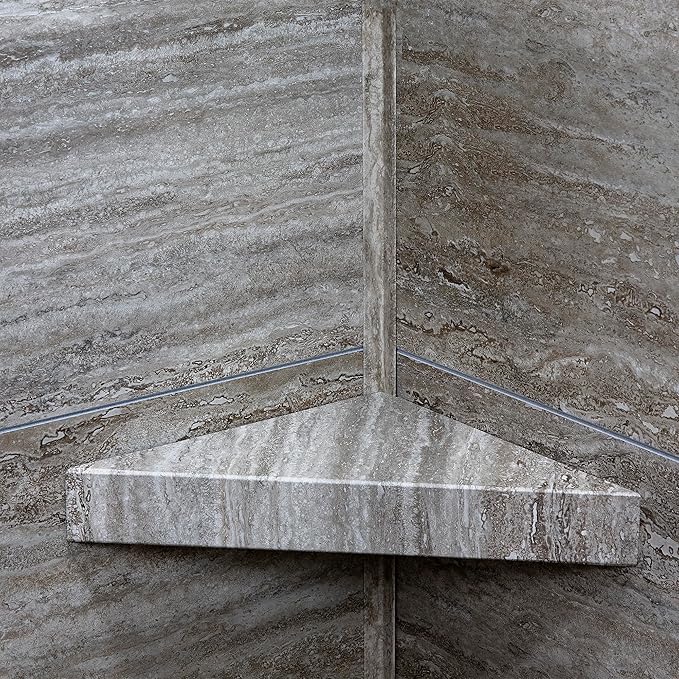 Palisade Vinyl Waterproof Corner Shower Shelf in Grecian Earth