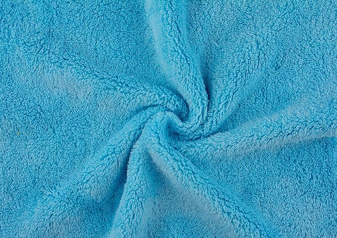 Ultra Soft Edgeless Microfiber Cleaning Towel Pack of 12, All-Purpose Multipurpose Plush 12' x 12' Cleaning Towels, Super Absorbent (Blue)