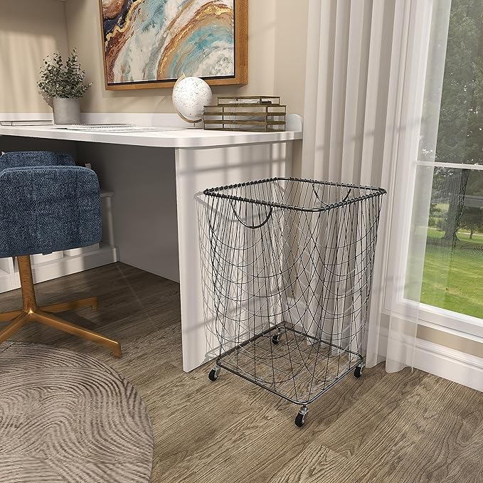 Deco 79 CosmoLiving by Cosmopolitan Metal Square Storage Cart with Wheels and Handles, 16" x 16" x 24", Black