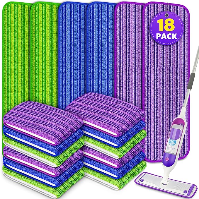 Reusable Mop Pads for Swiffer PowerMop - Microfiber Mop Pads Refills Mop Heads Replacement for Swiffer Mop Spray Mop Floor Mop, Washable Reusable Floor Mopping Refills, 18 Pack