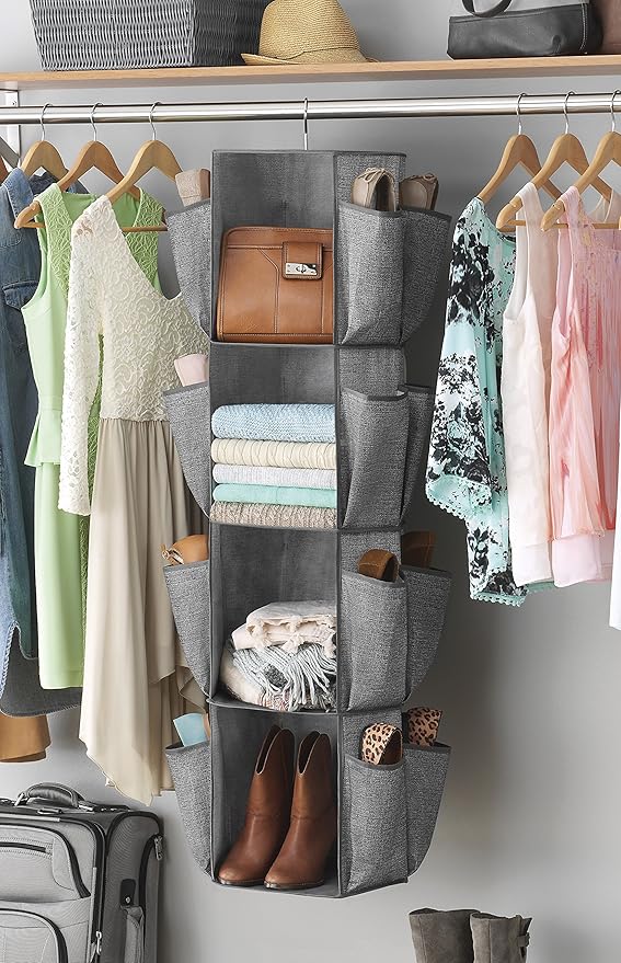 Whitmor Rotating Crosshatch Gray Closet Organizer 10 x 15 x 48 inches