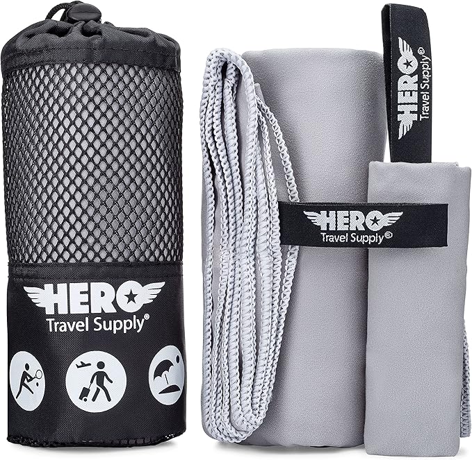 Hero Microfiber Travel Towel Compact for Travel (Grey, 24 x 48)