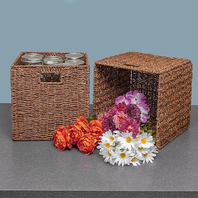 Trademark Innovations Foldable Storage Basket with Iron Wire Frame (Set of 2)
