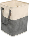 BirdRock Home Square Cloth Laundry Hamper with Handles - Dirty Clothes Sorter - Easy Storage - Foldable - Grey and White Canvas