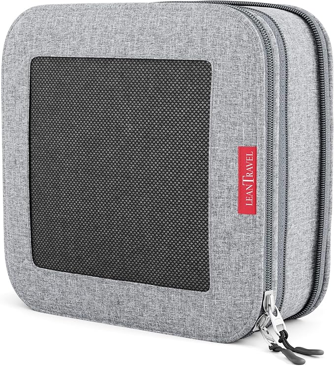 LeanTravel Compression Packing Cubes for Travel Organizers with Double Zipper (1 large piece, Grey)