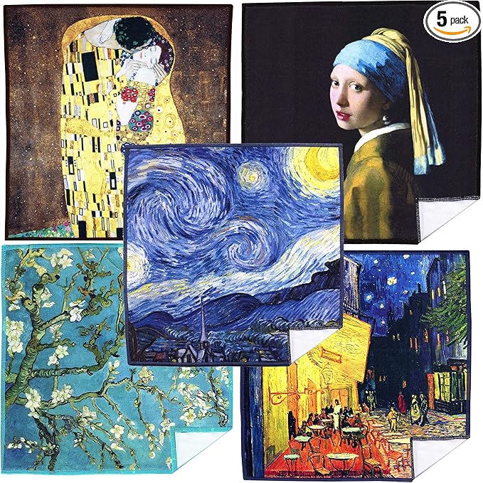 Large [5 Pack] World Best Classic Art Collection - Ultra Premium Quality Clean & Clear Microfiber Cleaning Cloths (Best for Camera Lens, Glasses, Screens, and All Lens.)