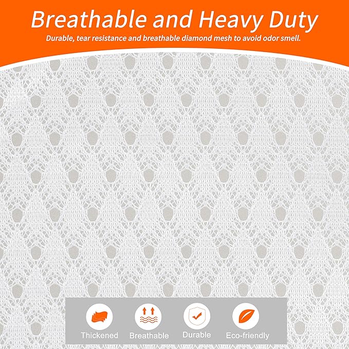 Polecasa Extra Heavy Duty Large Diamond Mesh Laundry Bags with Drawstring Closure & ID Tag, 24 x 36 inches Washable Storage Bag for College, Travel, Sports, Dorms, White (Pack of 2)
