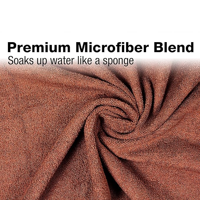 Eurow Microfiber Salon Towels – Bleachproof, Ultra Absorbent & Quick Drying – Soft, Lightweight & Durable for Hair Styling, Beauty, Barber & Spa Use, 16 x 29 Inches, 10-Pack, Brown