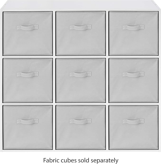 Whitmor 9 Cube Storage Organizer, 3 Tier Stackable MDF Bookcase, Open Storage Display Bookshelf, Storage Cabinet for Living Room, Bedroom, Home, Office, 35.5" L x 11.7" W x 35.5" H, White