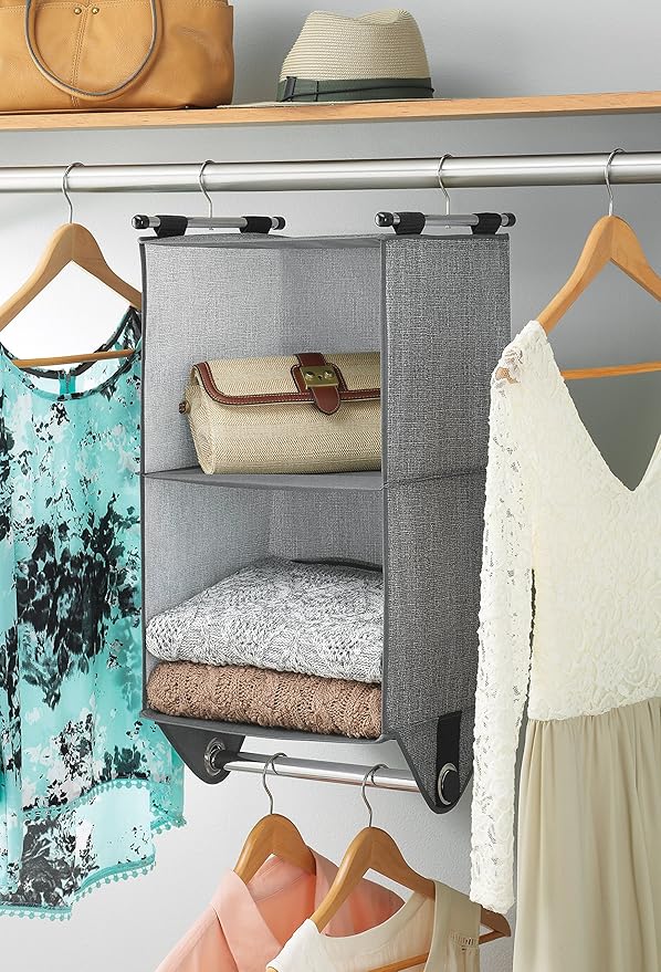 Whitmor 2-Section Closet Organizer - Crosshatch Gray