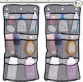 S&T INC. Shower Organizer, Shower Caddy or Bathroom Organizer with Quick Drying Mesh, 7 Pockets to Hold Shampoo, Soap, Loofah, and Cruise Ship Essentials, 14 Inch by 30 Inch, Black, 2 Pack