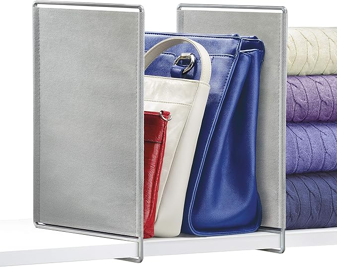 LYNK PROFESSIONAL® HOME™ Shelf Dividers - Linen Closet Organizers and Storage - Linen Storage - Closet Organization - Towel Organizer for Closet (Set of 2) - Platinum
