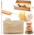 Bamboo Dish Brush Set – Eco Kitchen Cleaning Kit | Bottle Brush, Straw Brush, Scrubber & Sponge | Plastic-Free, Space-Saving, Sustainable