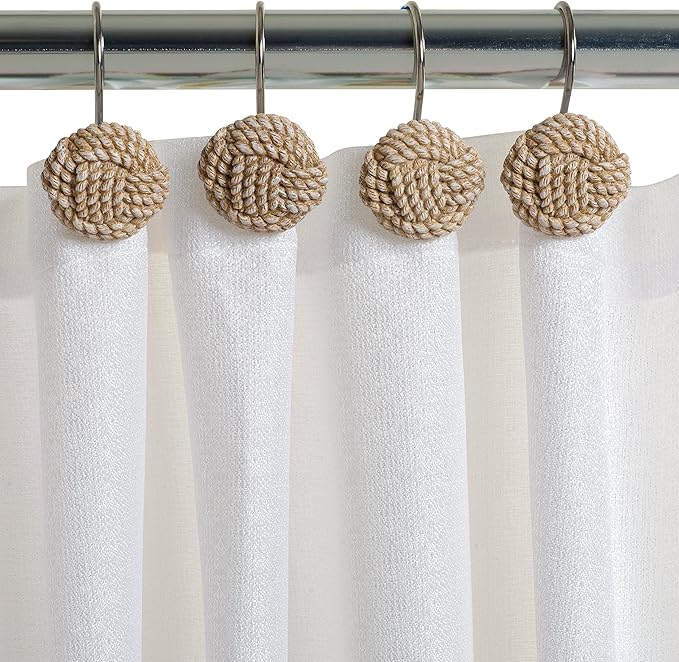 Zenna Home Shower Curtain Hooks Seaside Serenity Bath Accessories, Off-White (Pack of 4)