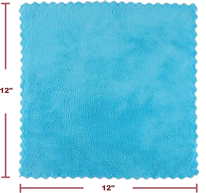 Ultra Soft Edgeless Microfiber Cleaning Towel Pack of 12, All-Purpose Multipurpose Plush 12' x 12' Cleaning Towels, Super Absorbent (Gray)