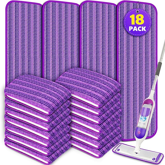 Reusable Mop Pads for Swiffer PowerMop - Microfiber Mop Pads Refills Mop Heads Replacement for Swiffer Mop Spray Mop Floor Mop, Washable Reusable Floor Mopping Refills, 18 Pack