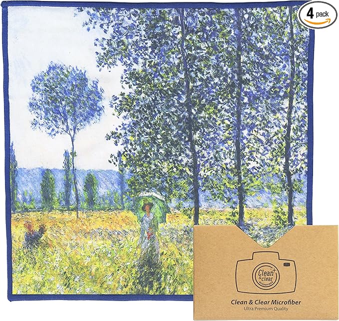 Large [4 Pack] Classic Art (Sunlight Effect Under The Poplars) - Ultra Premium Quality Microfiber Cleaning Cloths (Best for Camera Lens, Glasses, Screens, and All Lens.), Microfiber Cloth