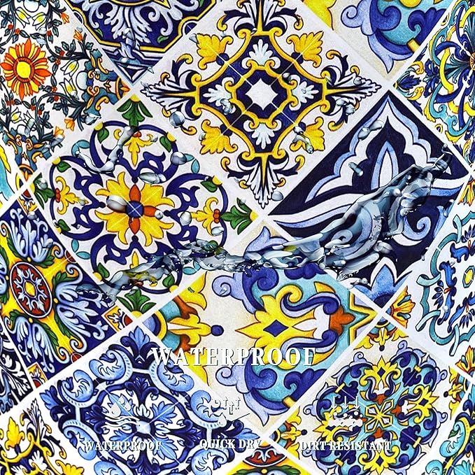 Mexican Tiles Laundry Basket Blue Green Boho Print Funny Laundry Hamper Foldable Oxford Cloth Colorful Tote Bag Clothes Toy Storage Bucket 18.9"x16.5"For Bathroom/Laundry Storage/Bedroom
